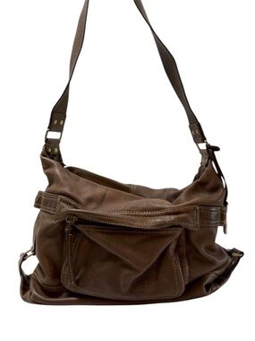 Fossil Brown Leather Interior Patch Shoulder Bag